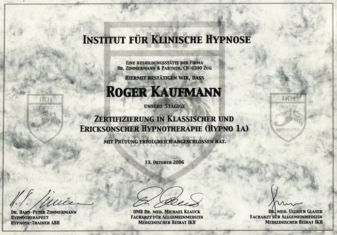 Hypnose Ausbildung Roger Kaufmann